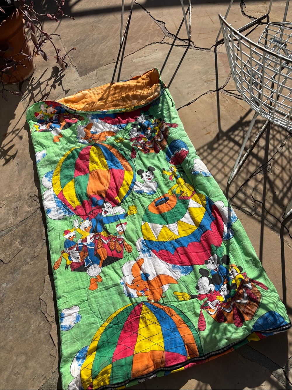Vintage Disney Mickey & Friends Sleeping Bag 70s Mickey blanket READ - Picture 7 of 16
